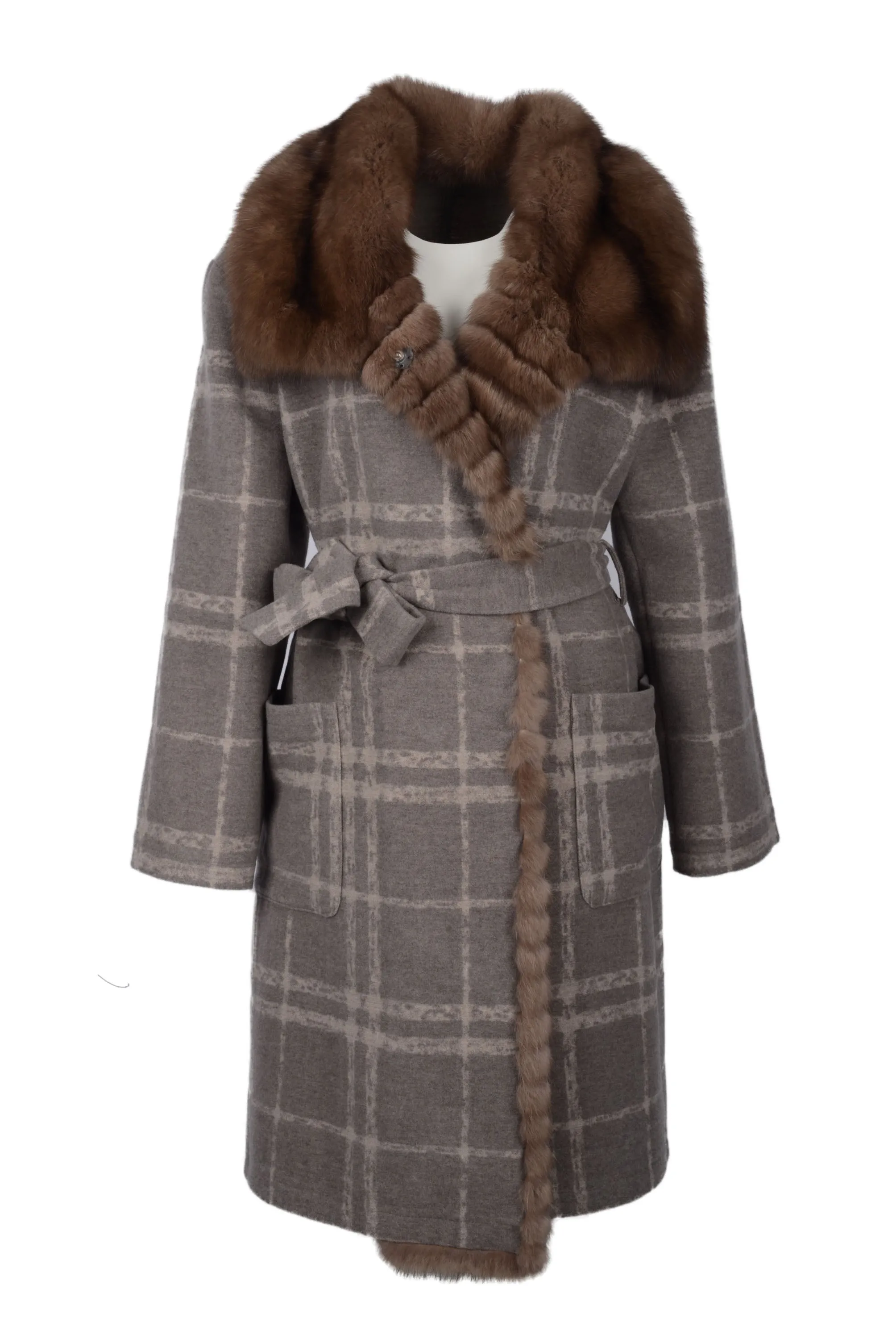 Loro Piana cashmere coat with precious sable trimming