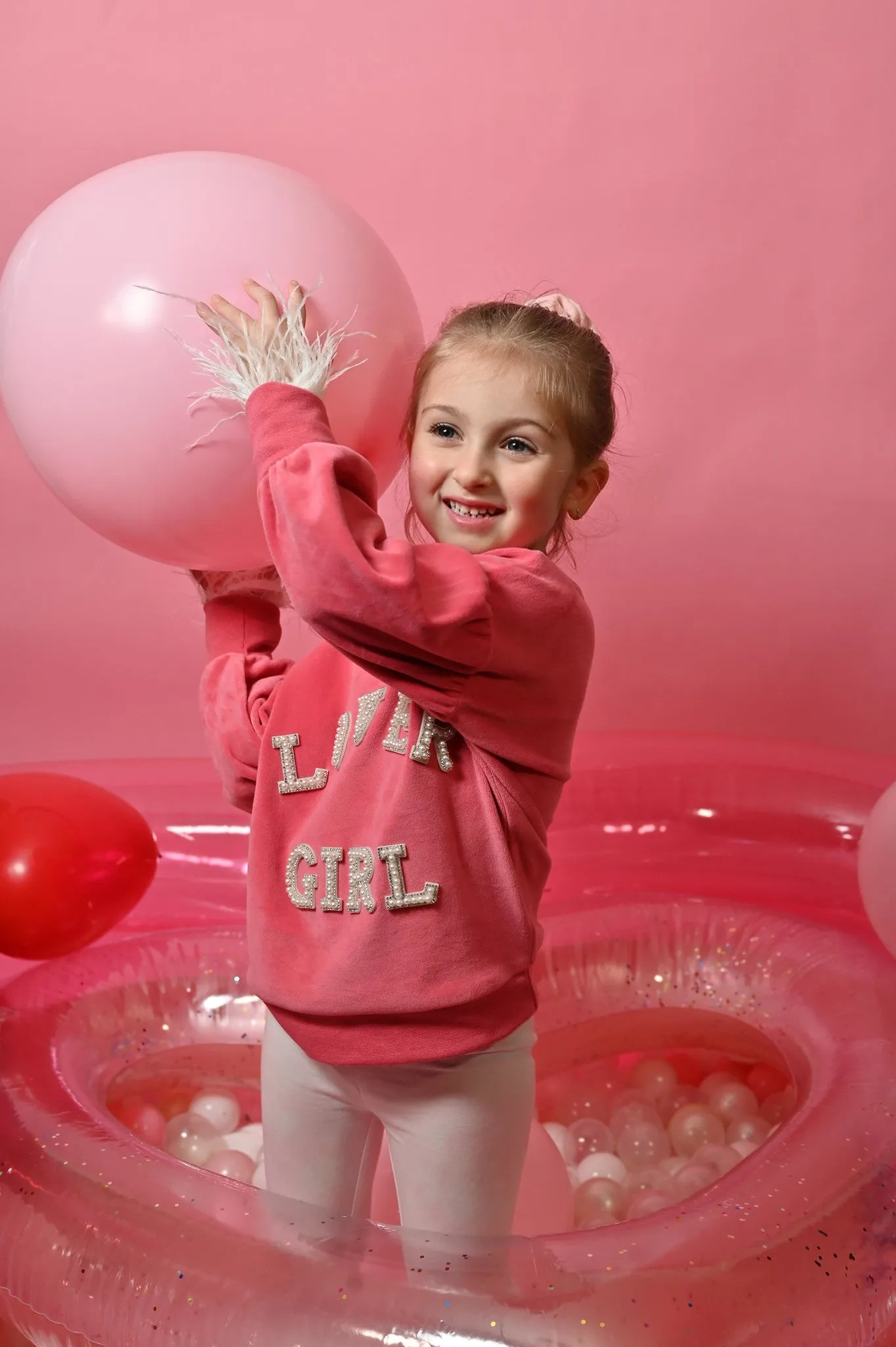 Lover Girl Soft Velour Whimsical Pink Valentines Day Pullover for Toddler