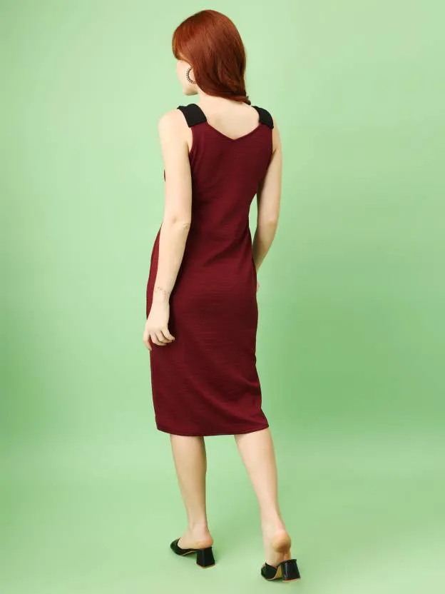 Maroon Elegance Bodycon Dress