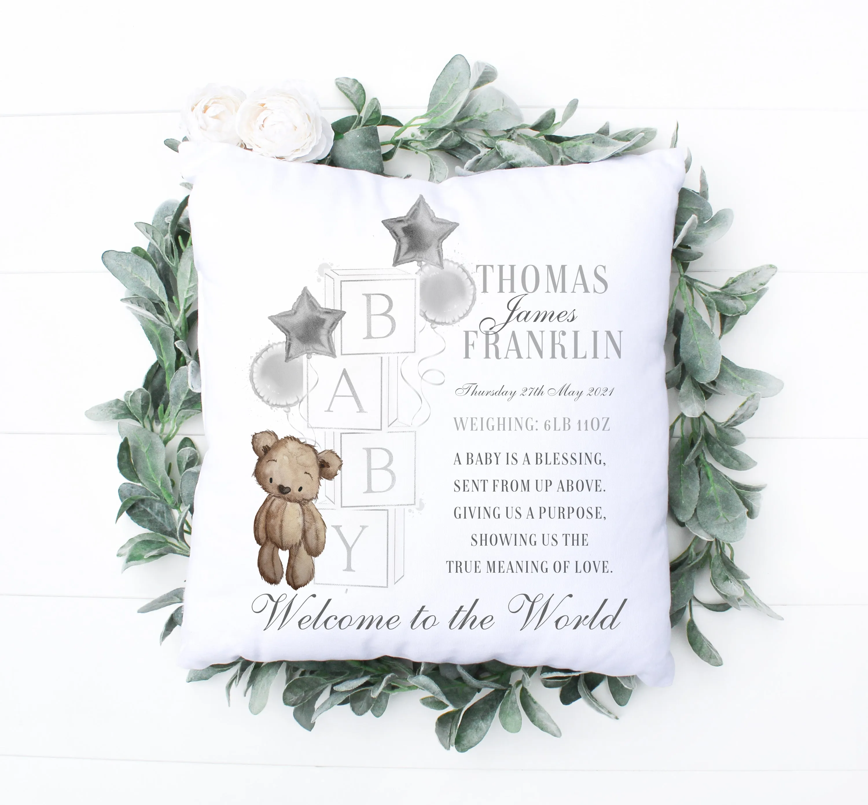 New Baby Blocks Greeting Card- Silver
