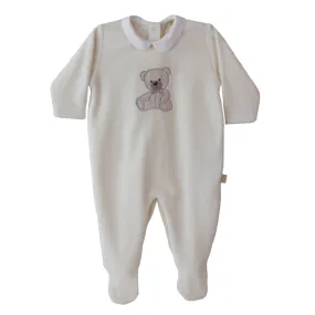 New In Baby Gi Sweet Teddy Ivory Velour Sleepsuit