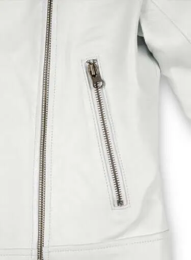 New Stylish Celebrity Leather White Jacket For Women, Ladies' Leather Jacket
