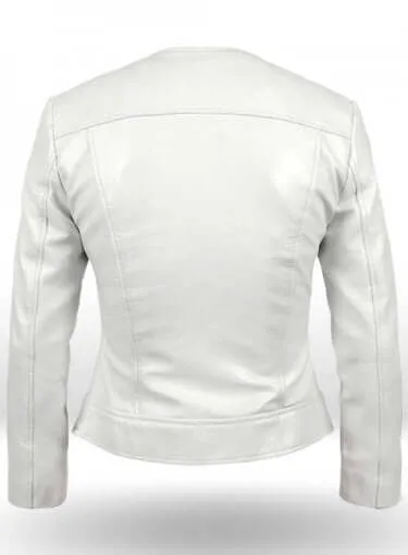 New Stylish Celebrity Leather White Jacket For Women, Ladies' Leather Jacket