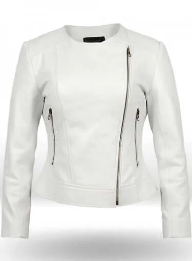 New Stylish Celebrity Leather White Jacket For Women, Ladies' Leather Jacket