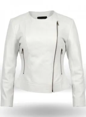New Stylish Celebrity Leather White Jacket For Women, Ladies' Leather Jacket