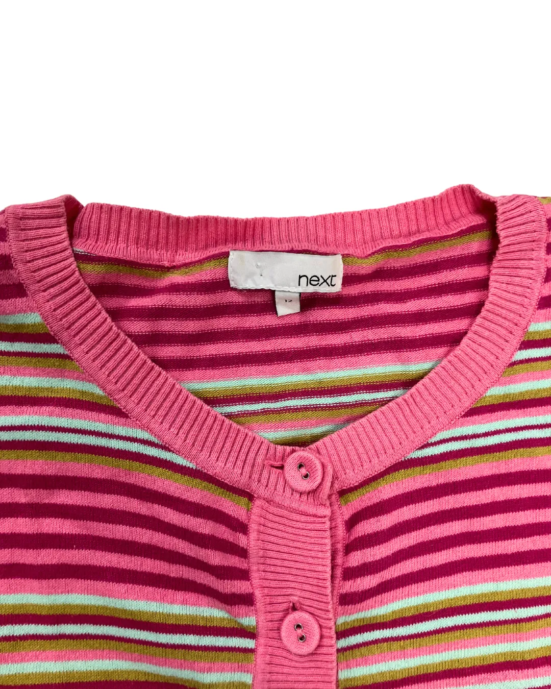 Next Pink Stripe Short Sleeve Cardigan