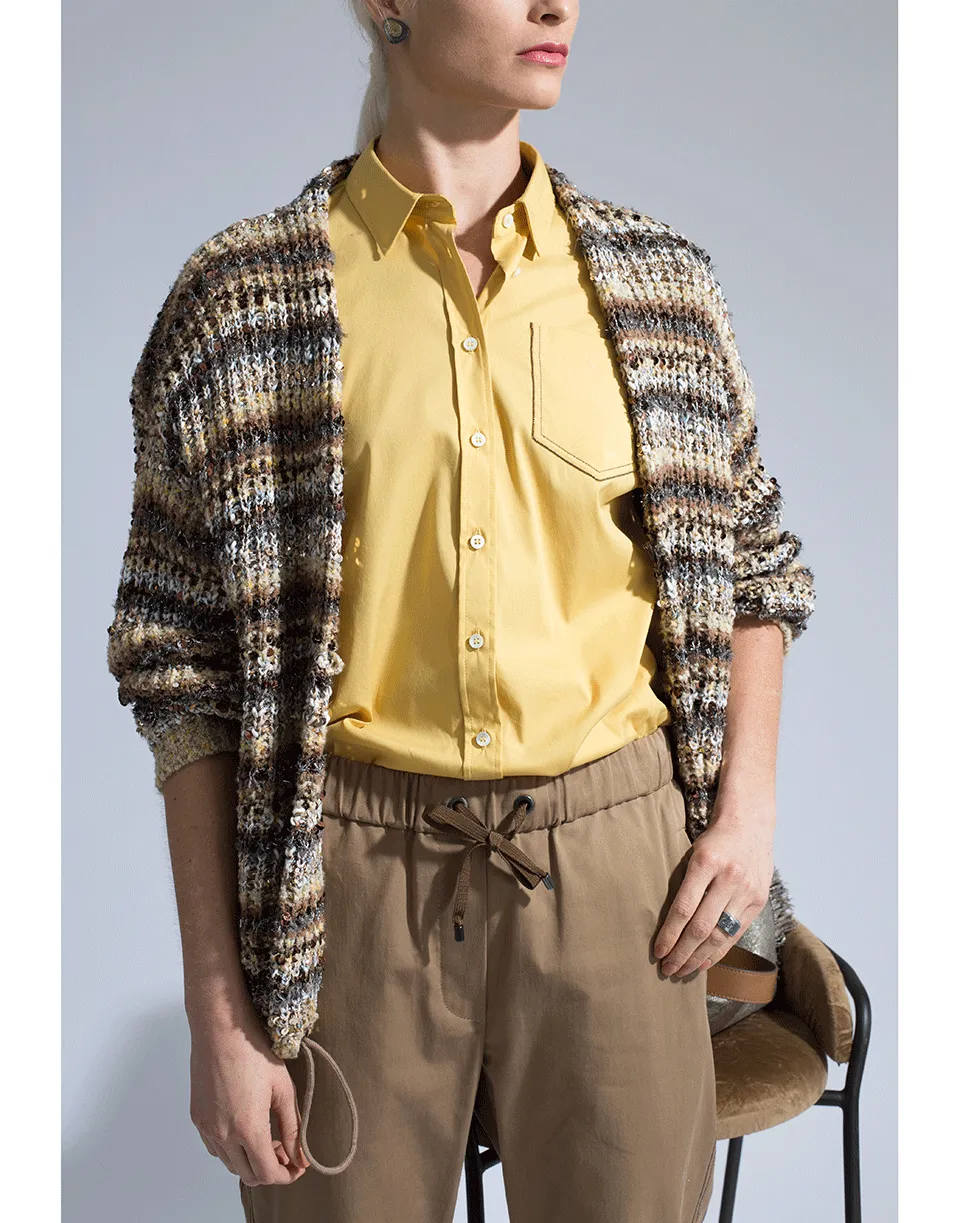 Open Woven Draw Hem Cardigan