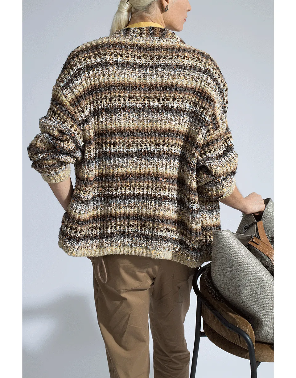 Open Woven Draw Hem Cardigan