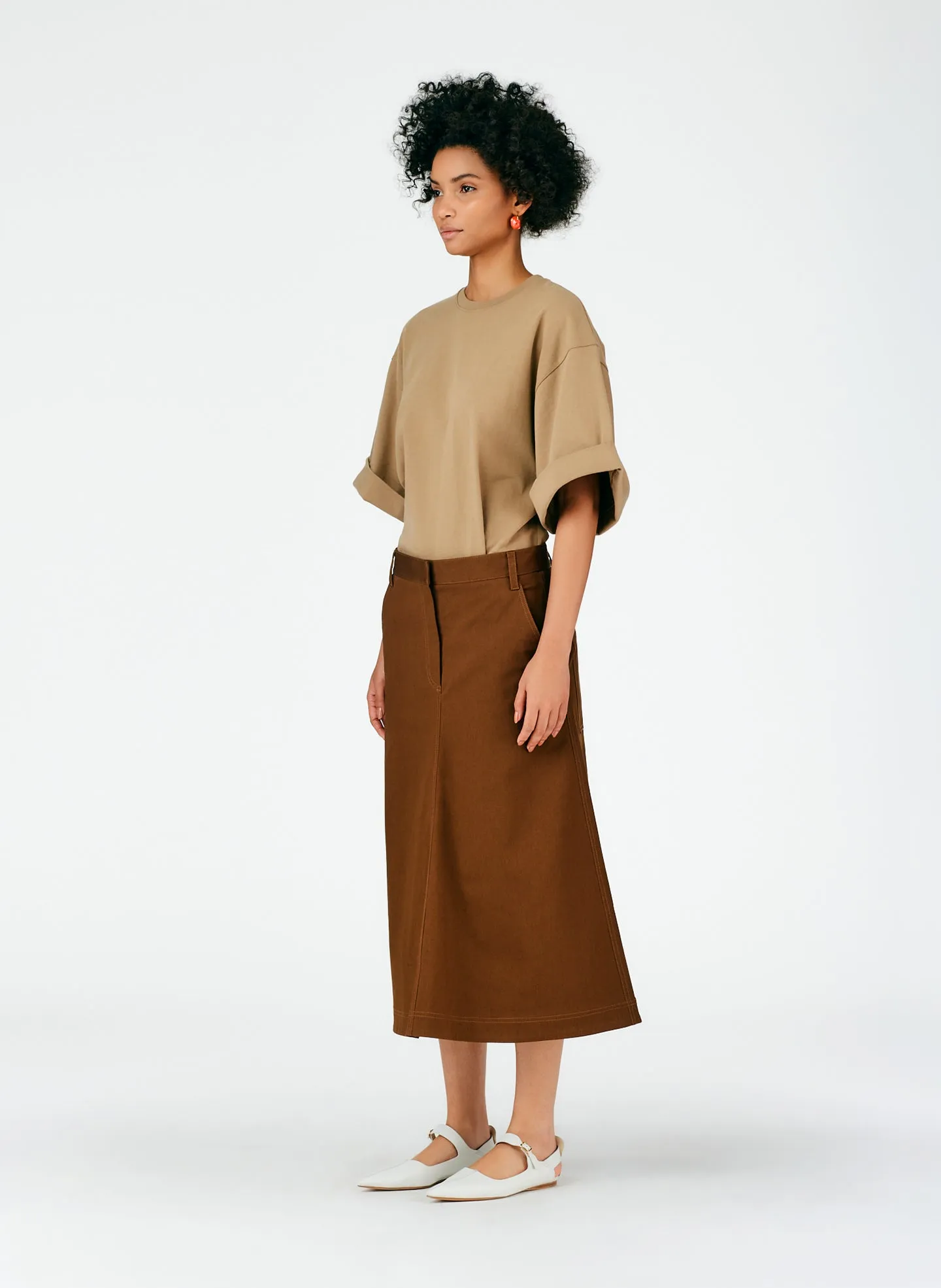Organic Cotton Twill Maxi Aline Skirt