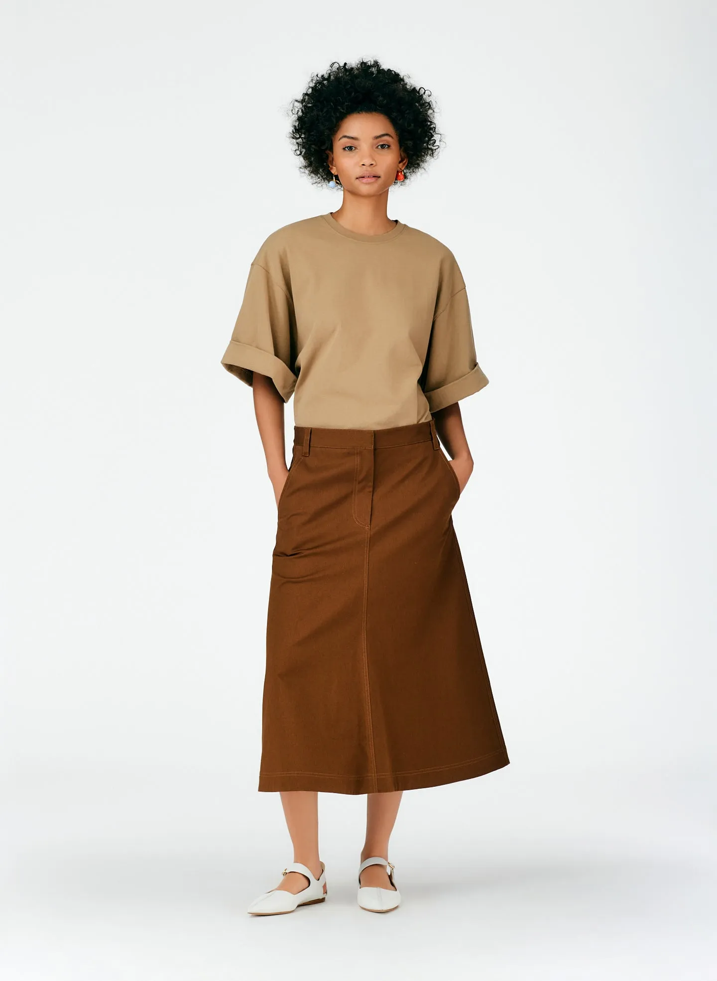 Organic Cotton Twill Maxi Aline Skirt