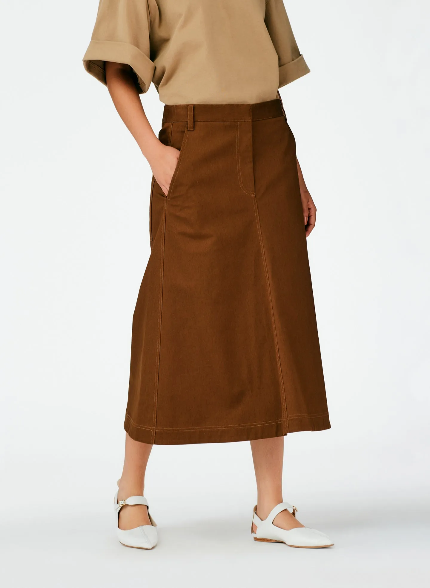 Organic Cotton Twill Maxi Aline Skirt