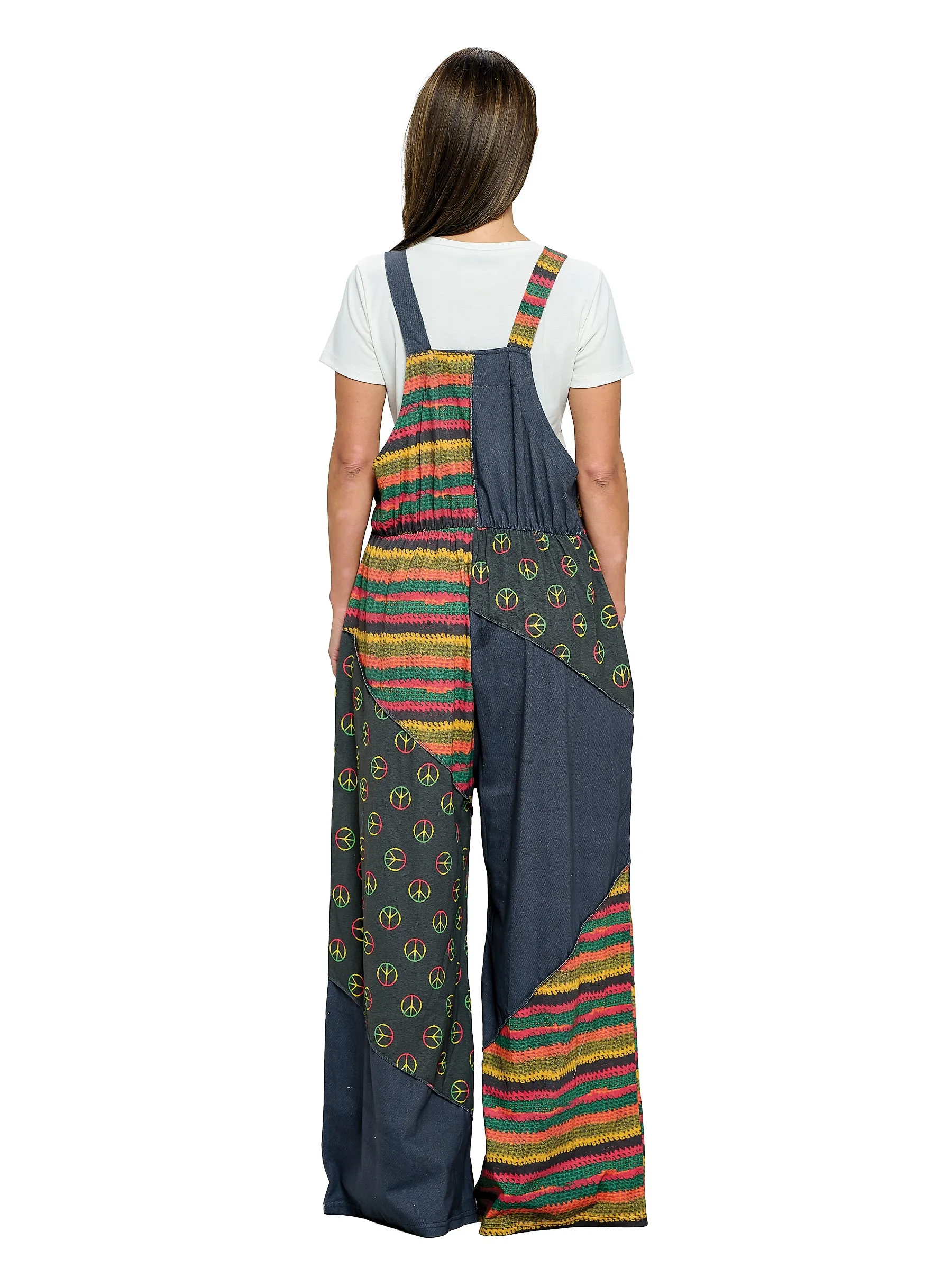 Overall Patchwork Rasta Peace Sign