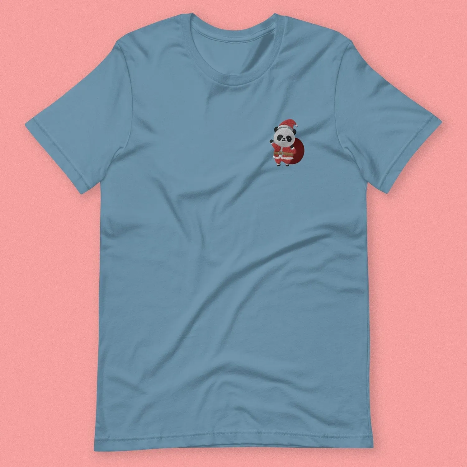 Panda Santa Embroidered T-Shirt