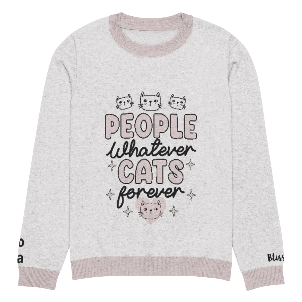 People Whatever Cats Forever Personalized Knit Sweater