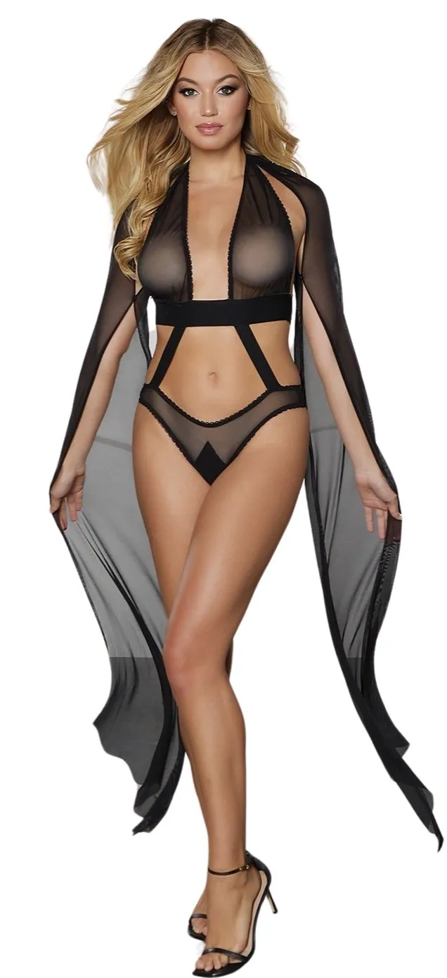 Playful Sheer Teddy with Arm Capes