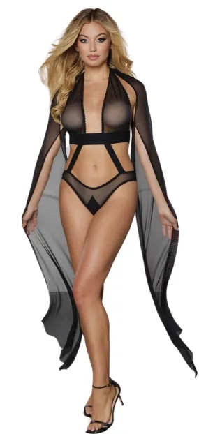 Playful Sheer Teddy with Arm Capes