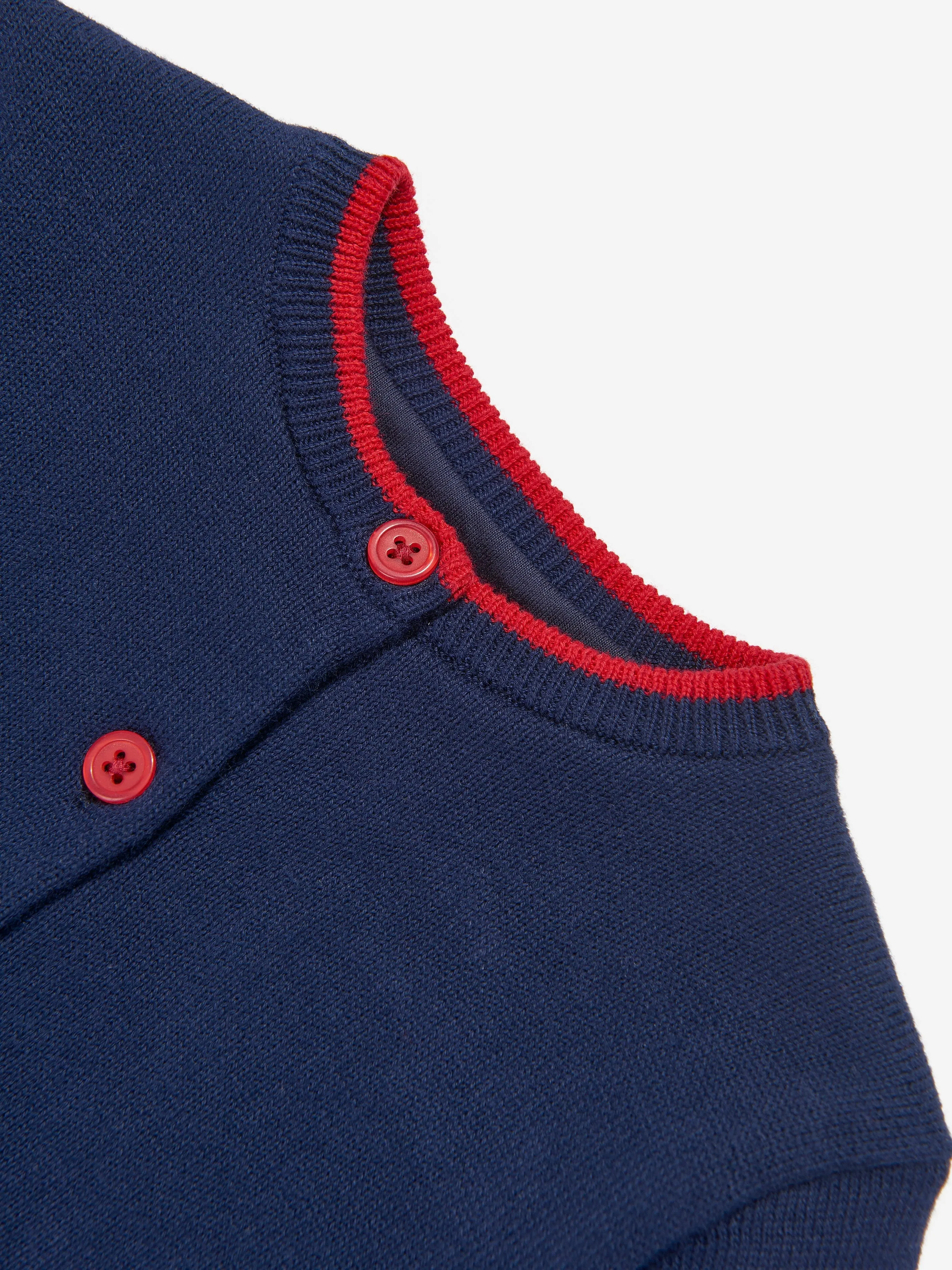 Rachel Riley Baby Sailboat Intarsia Cardigan in Navy