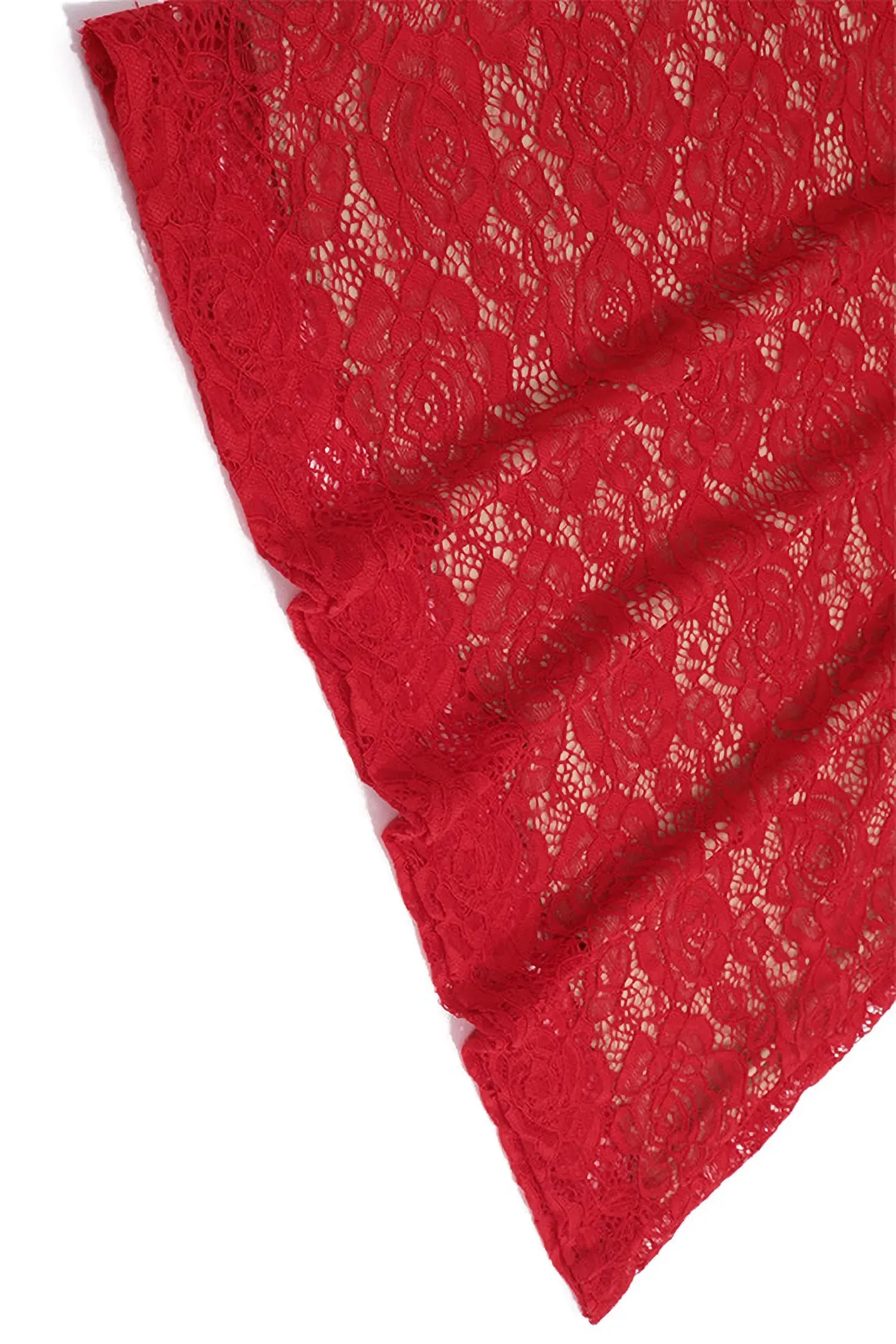 Red Floral Lace Maxi Dress