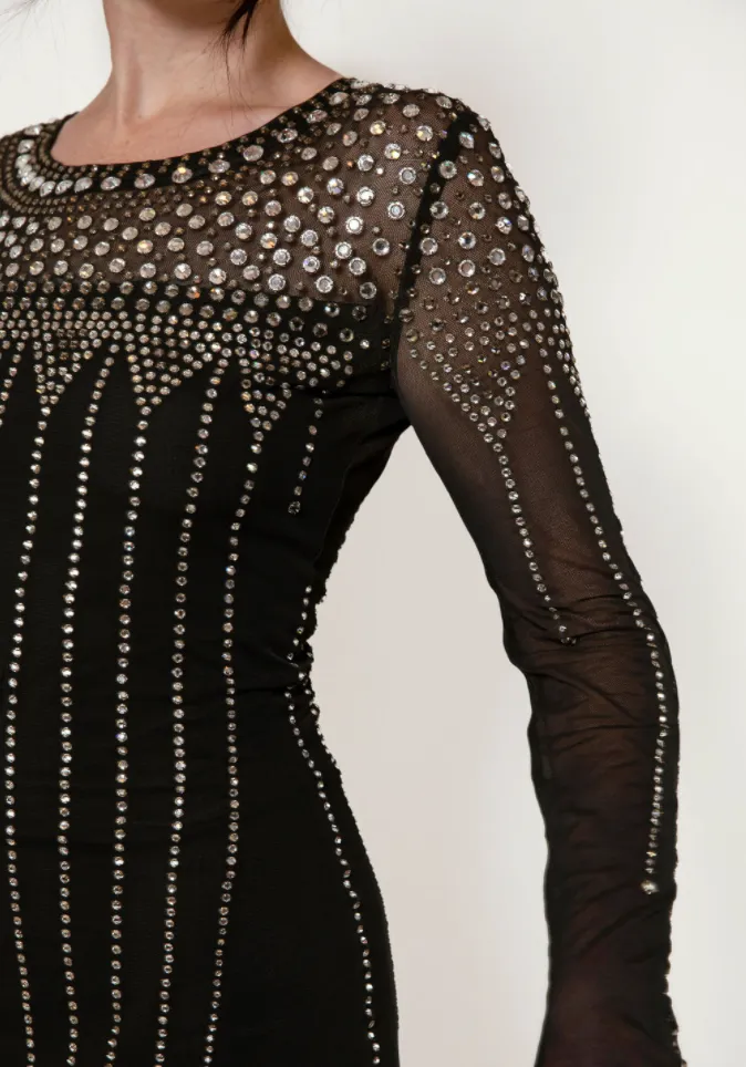 Rhinestone Jersey Cocktail Dress