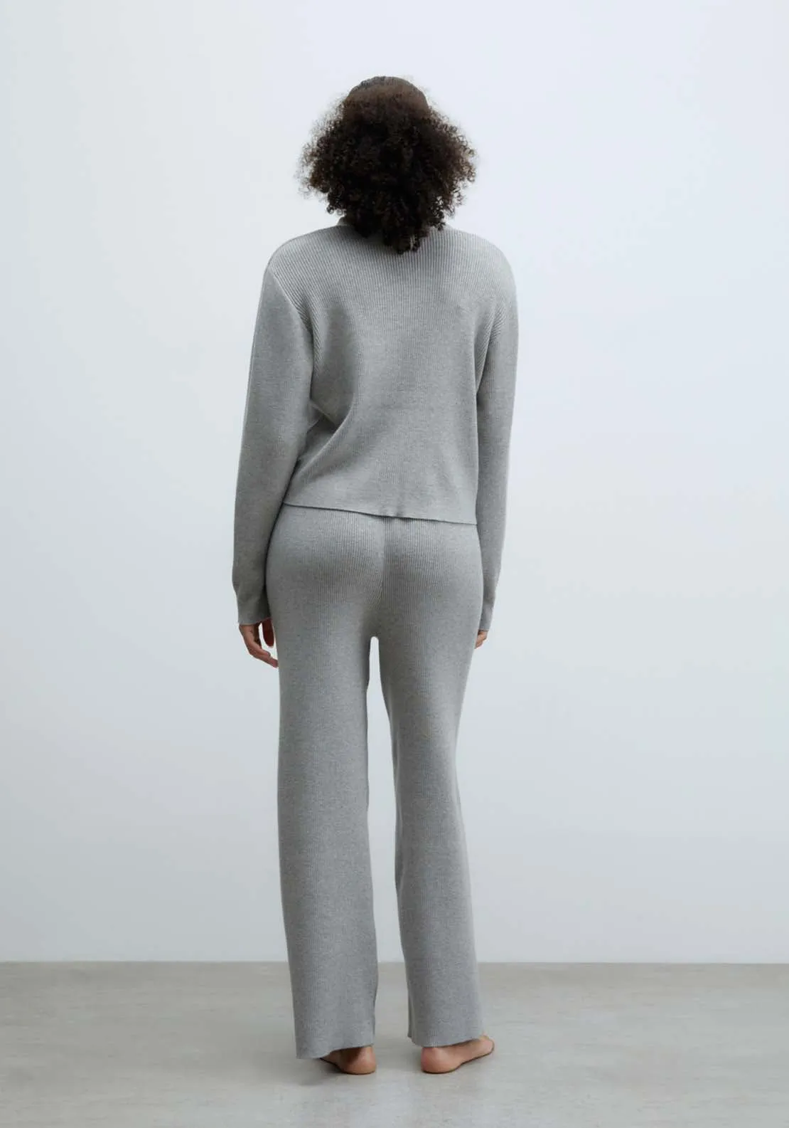 Ribbed tricot cardigan - Grey