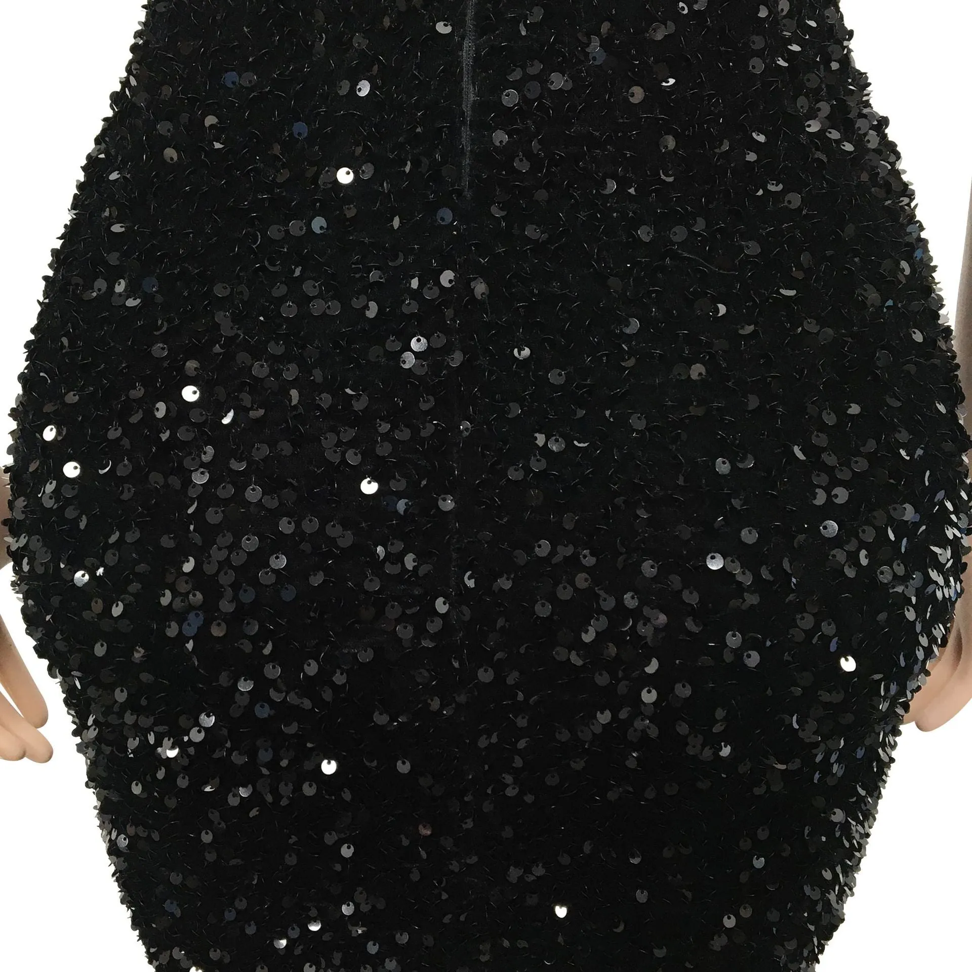Sultry Sequin-Embellished V-Neck Midi Slip Sparkly Dress in Solid Color