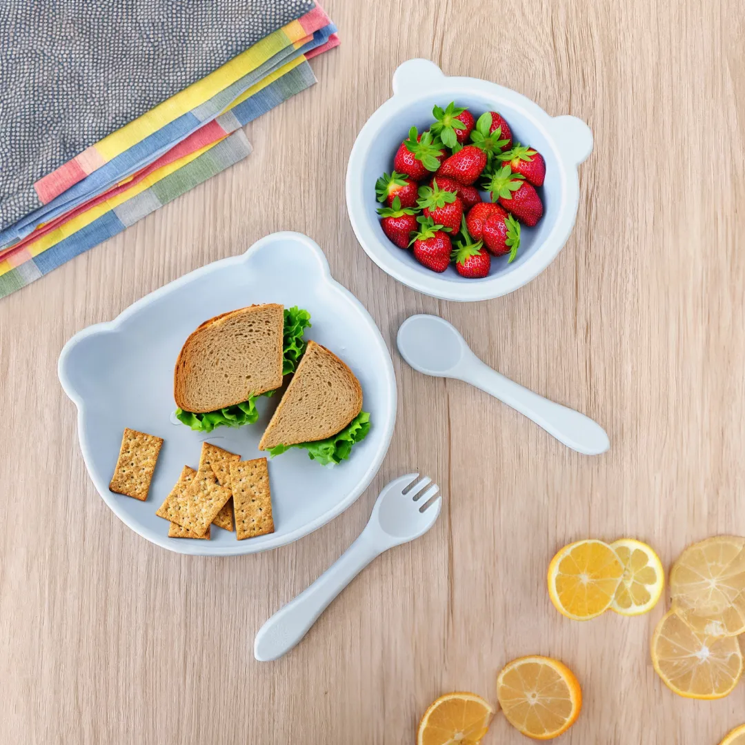 Sundae Bébé - Teddy Bear Picnic Silicone Dinner Set (Blueberry)