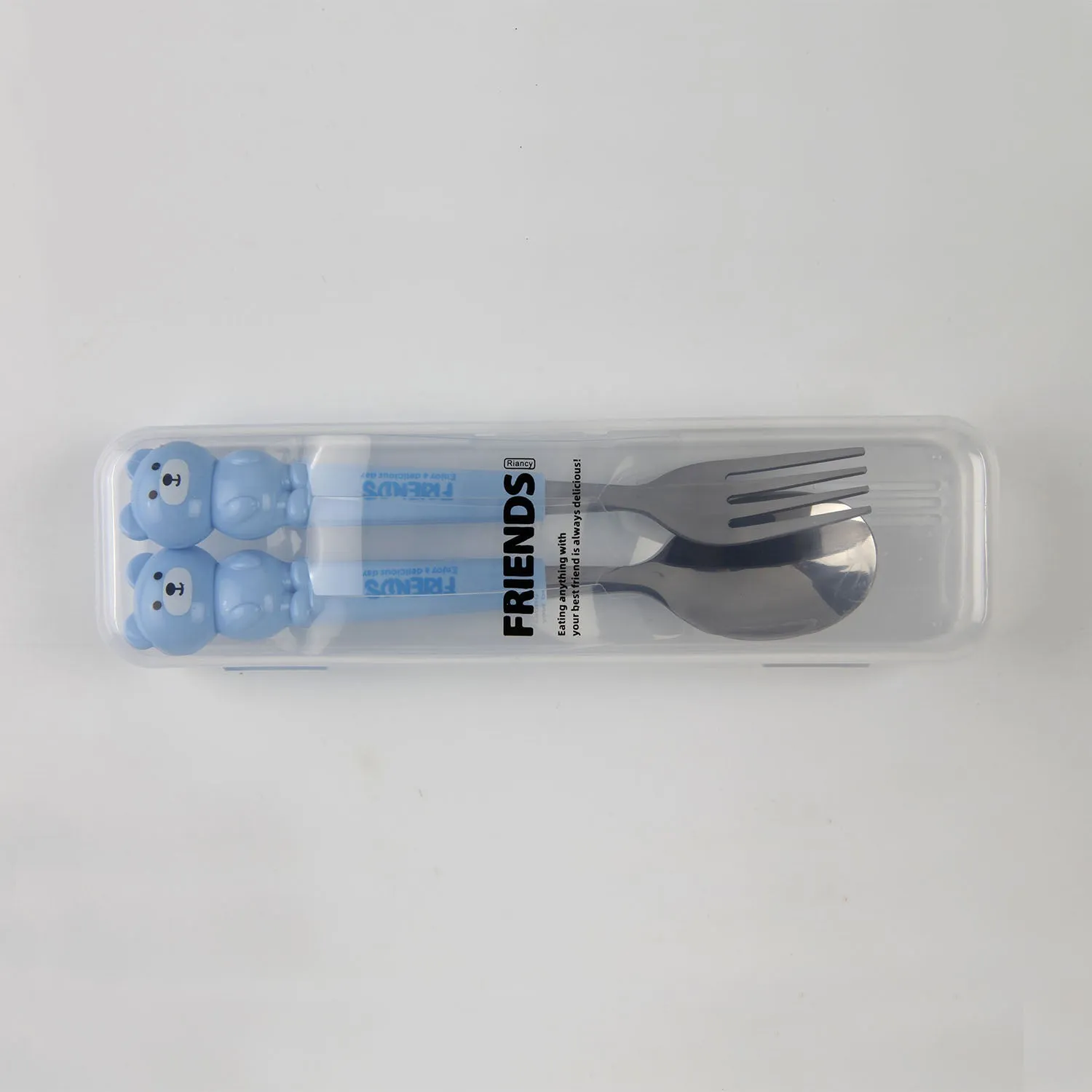 TEDDY DESIGN FORK & SPOON - BLUE