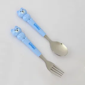 TEDDY DESIGN FORK & SPOON - BLUE