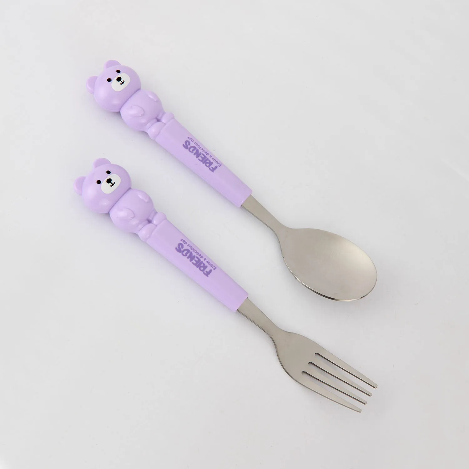 TEDDY DESIGN FORK & SPOON - PURPLE