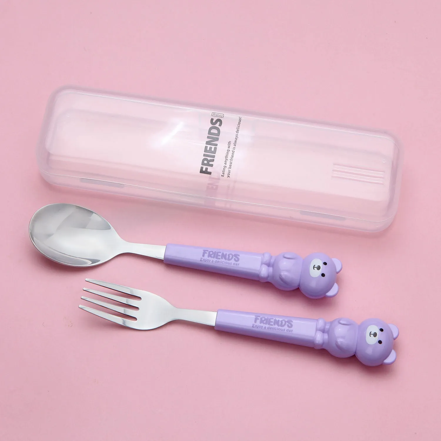 TEDDY DESIGN FORK & SPOON - PURPLE