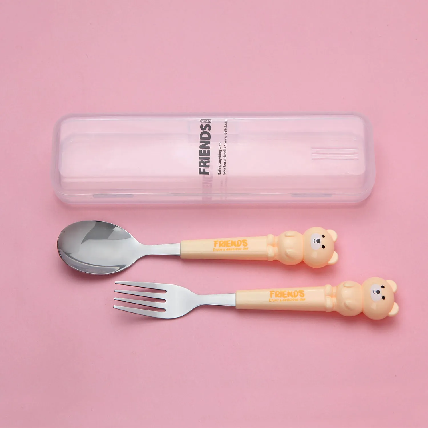 TEDDY DESIGN FORK & SPOON - YELLOW