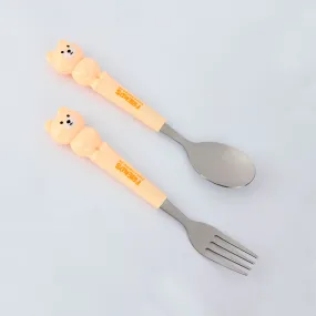 TEDDY DESIGN FORK & SPOON - YELLOW
