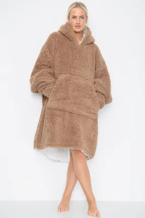Teddy Hooded Blanket Natural