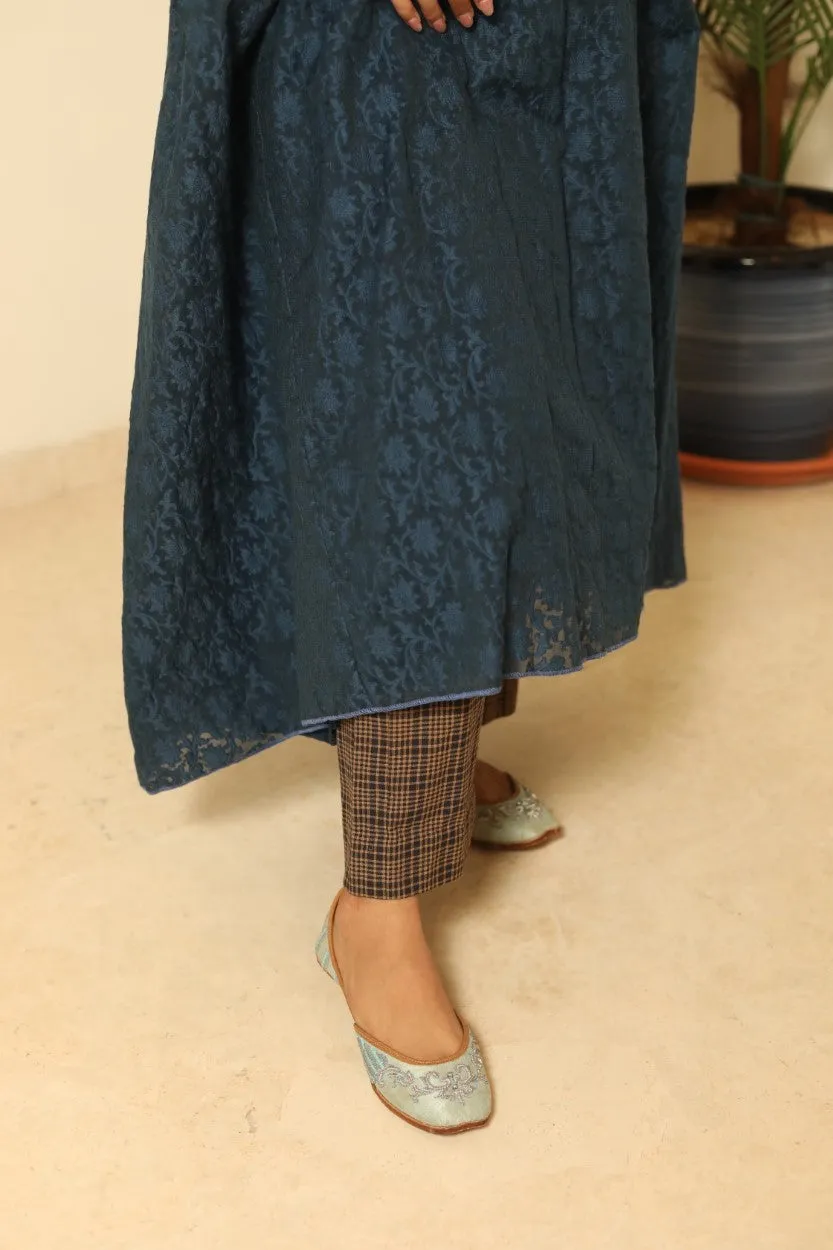 Textured Elegance Tunic Set- Indigo