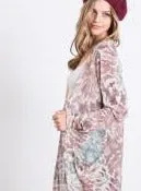 Tie Dye Long Slim Open Cardigan