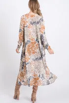 Tie Dye Long Slim Open Cardigan