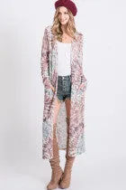 Tie Dye Long Slim Open Cardigan