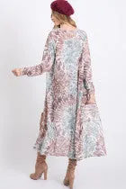 Tie Dye Long Slim Open Cardigan