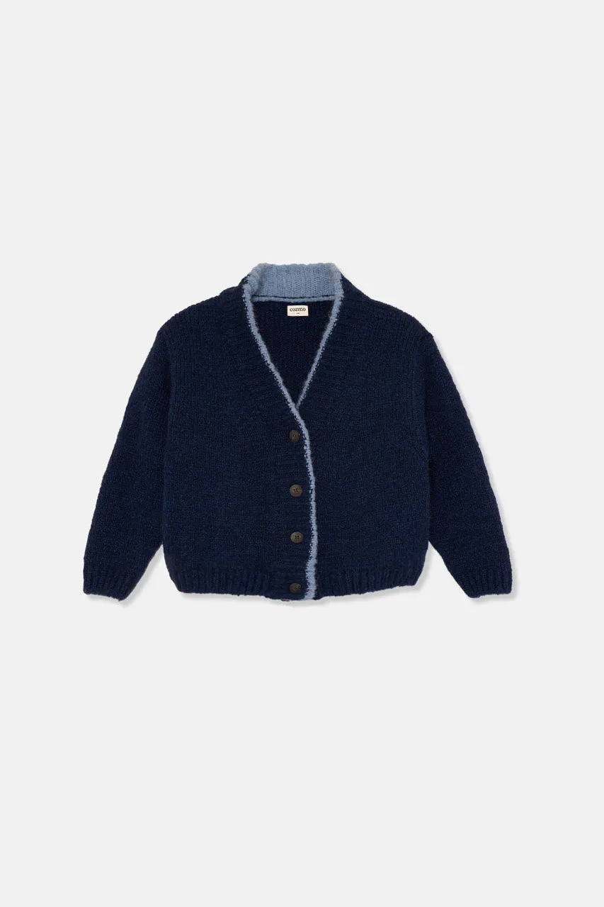 TRICOT COLORBLOCK BABY COLLAR CARDIGAN
