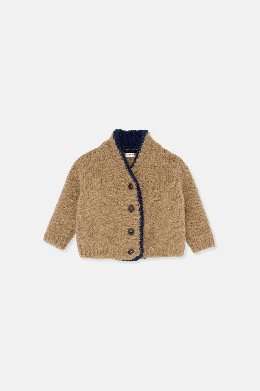 TRICOT COLORBLOCK BABY COLLAR CARDIGAN