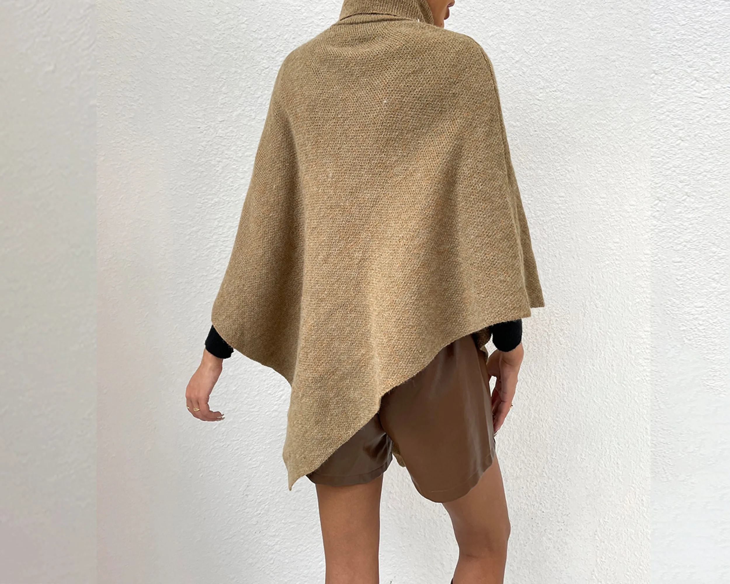 Turtleneck shawl, sweater poncho women, boho shawl, pullover sweater, cape top, high neck sweaters cape(P1085)
