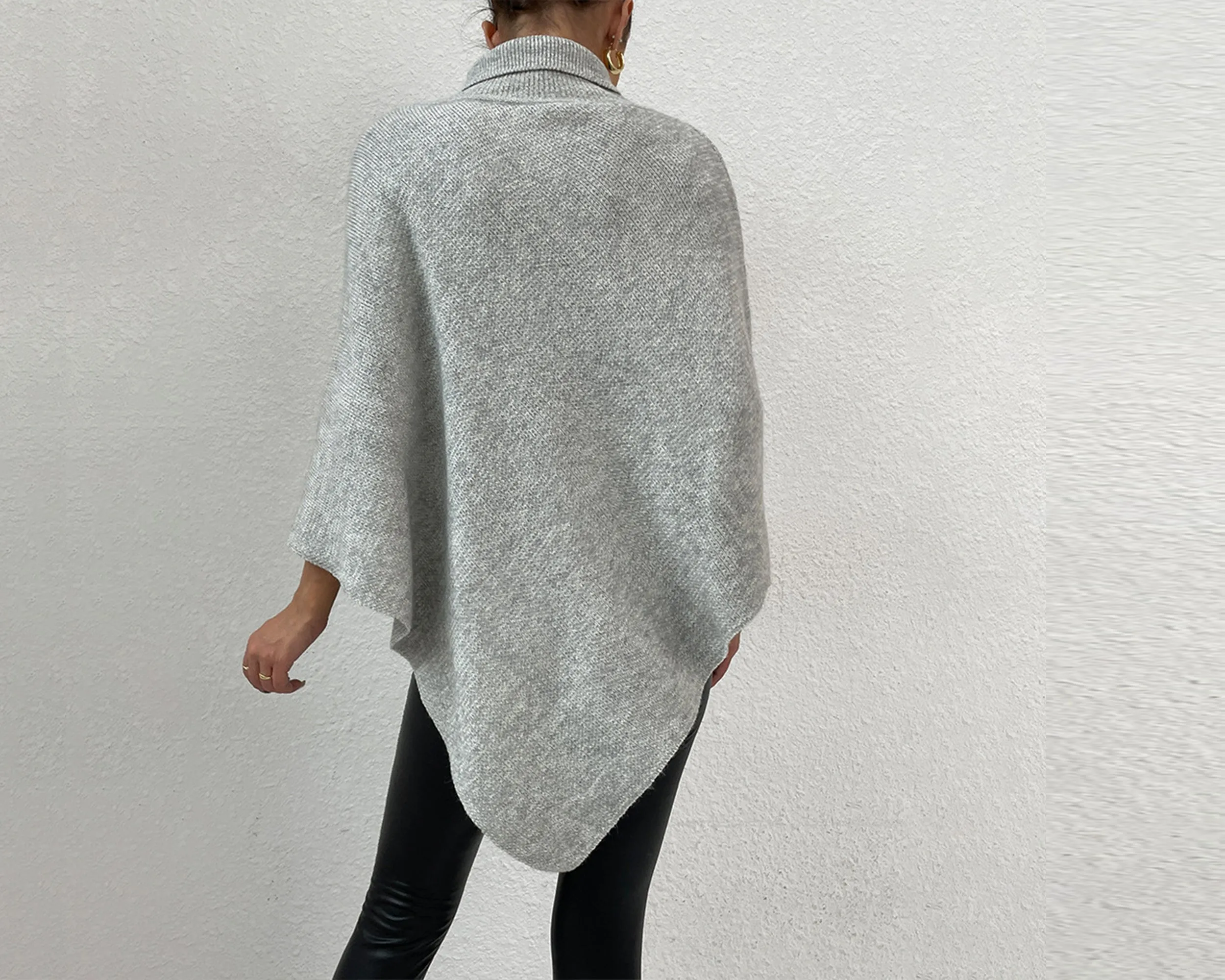 Turtleneck shawl, sweater poncho women, boho shawl, pullover sweater, cape top, high neck sweaters cape(P1085)