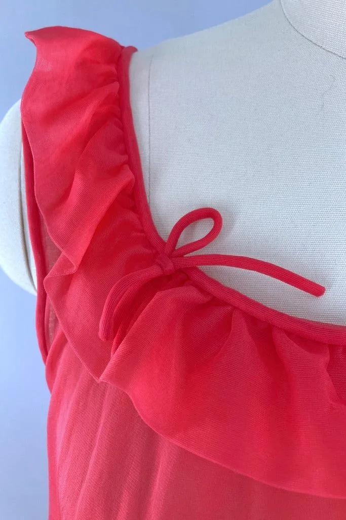 Vintage 60s Red Chiffon Nightgown