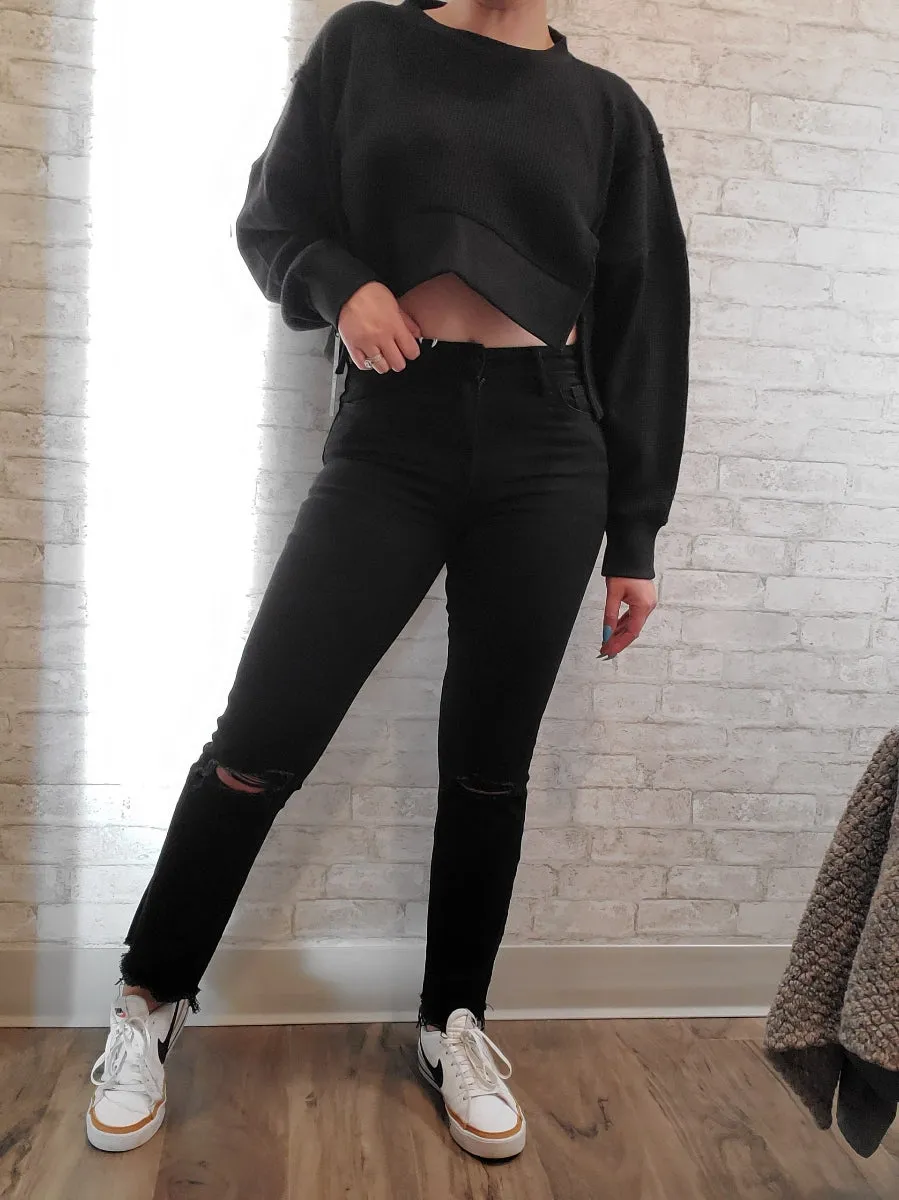 Waffle knit sweater