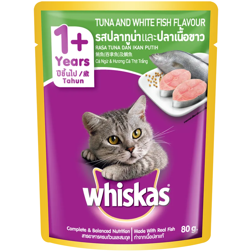 Whiskas Pouch 1  Years Tuna & White Fish 80g